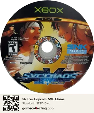 SNK vs. Capcom: SVC Chaos Xbox, NTSC disc