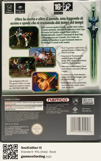 SoulCalibur II Nintendo GameCube, Italy box back