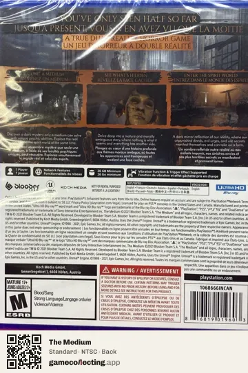 The Medium PlayStation 5, NTSC box back