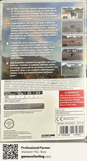 Professional Farmer Nintendo Switch, PAL box back