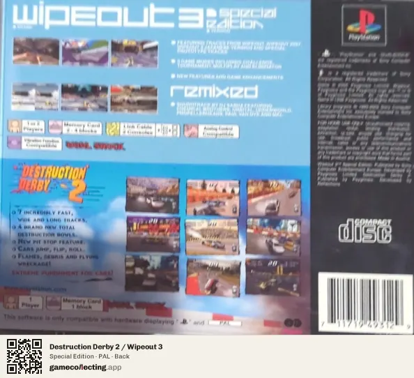Destruction Derby 2 / Wipeout 3 PlayStation, PAL box back