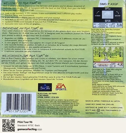 PGA Tour 96 Game Boy, NTSC box back