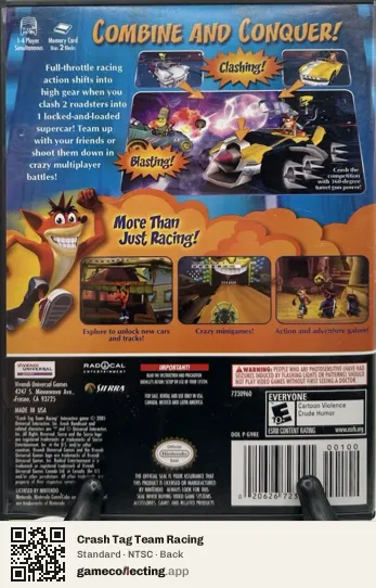 Crash Tag Team Racing Nintendo GameCube, NTSC box back