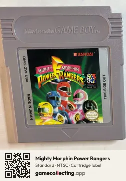 Mighty Morphin Power Rangers Game Boy, NTSC cartridge label