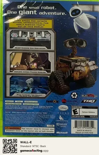 WALL-E Xbox 360, NTSC box back