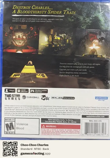 Choo-Choo Charles PlayStation 5, NTSC box back