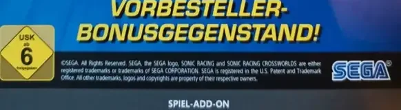 Sonic Racing: CrossWorlds, the USK square on its front