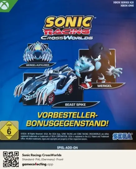 Sonic Racing: CrossWorlds Xbox Series X, Germany box front