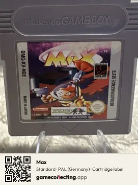 Max Game Boy, PAL cartridge label