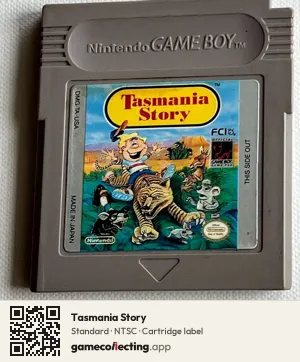Tasmania Story Game Boy, NTSC cartridge label