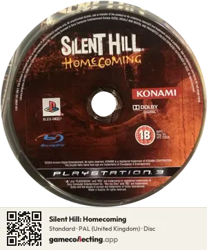 Silent Hill: Homecoming PlayStation 3, PAL disc