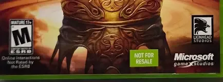Fable III, the ESRB box on its front