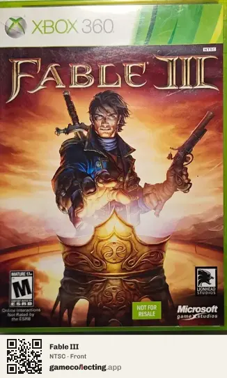 Fable III Xbox 360, NTSC box front