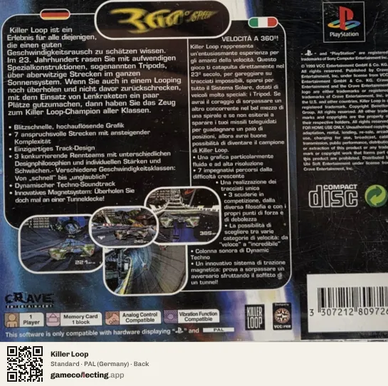 Killer Loop PlayStation, Germany box back