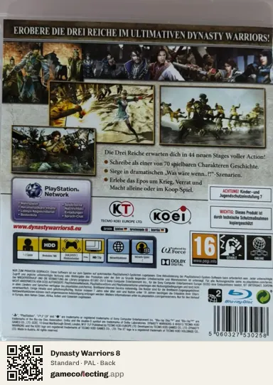 Dynasty Warriors 8 PlayStation 3, PAL box back