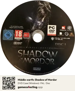 Middle-earth: Shadow of Mordor Computer, PAL disc