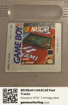 Bill Elliott's NASCAR Fast Tracks Game Boy, NTSC cartridge label