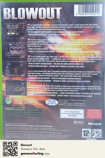 Blowout Xbox, PAL box back