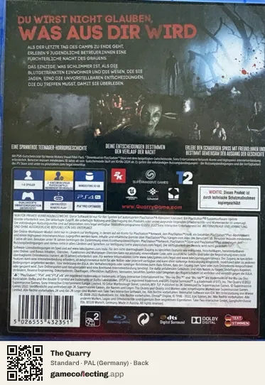 The Quarry PlayStation 4, Germany box back
