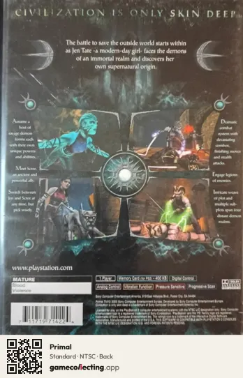 Primal PlayStation 2, NTSC box back
