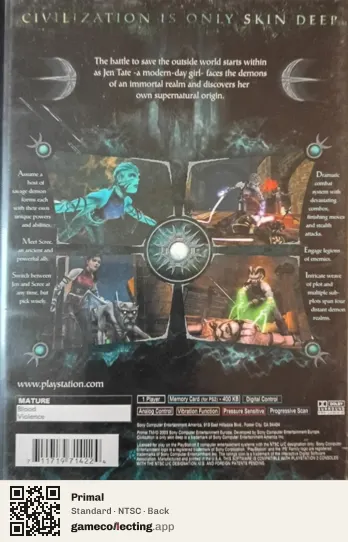 Primal PlayStation 2, NTSC box back