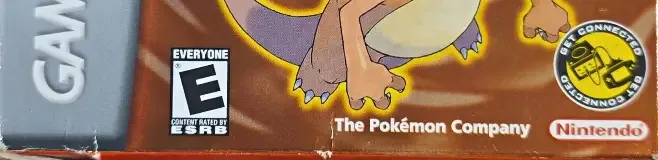 Pokémon FireRed Version, the ESRB box on its front