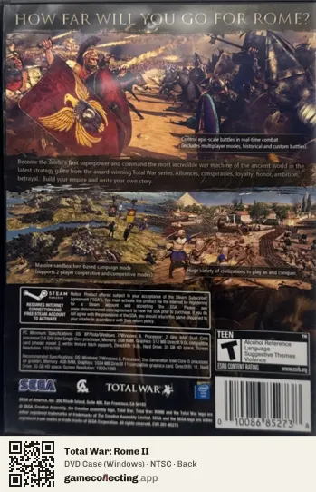 Total War: Rome II Computer, NTSC box back