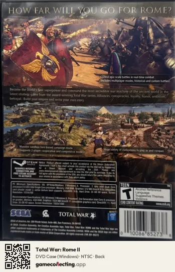 Total War: Rome II Computer, NTSC box back