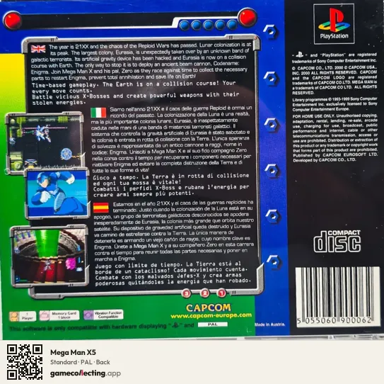 Mega Man X5 PlayStation, PAL box back