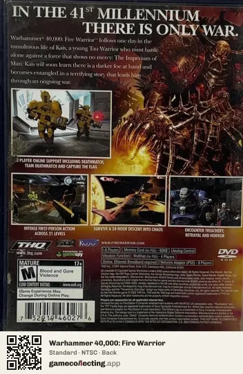 Warhammer 40,000: Fire Warrior PlayStation 2, NTSC box back