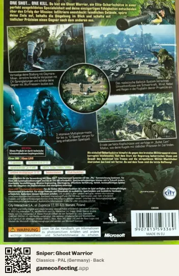 Sniper: Ghost Warrior Xbox 360, Germany box back