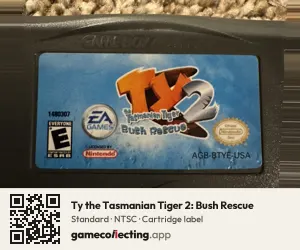 Ty the Tasmanian Tiger 2: Bush Rescue Game Boy Advance, NTSC cartridge label