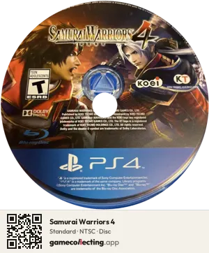 Samurai Warriors 4 PlayStation 4, NTSC disc