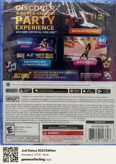 Just Dance 2023 Edition PlayStation 5, NTSC box back