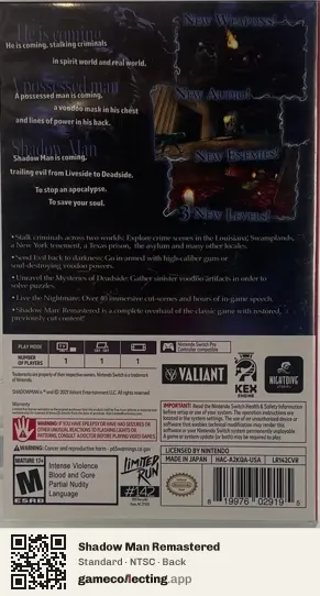 Shadow Man Remastered Nintendo Switch, NTSC box back