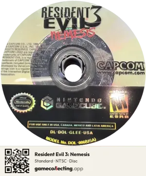 Resident Evil 3: Nemesis Nintendo GameCube, NTSC disc