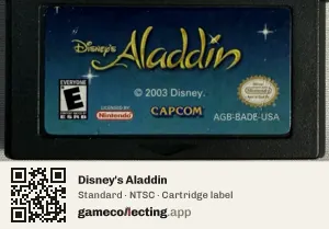 Disney's Aladdin Game Boy Advance, NTSC cartridge label