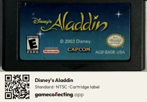 Disney's Aladdin Game Boy Advance, NTSC cartridge label