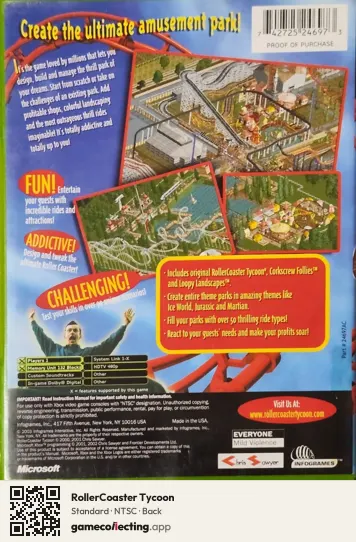 RollerCoaster Tycoon Xbox, NTSC box back