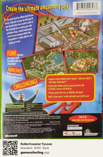 RollerCoaster Tycoon Xbox, NTSC box back