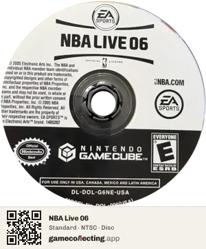 NBA Live 06 Nintendo GameCube, NTSC disc