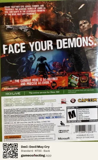 DmC: Devil May Cry Xbox 360, NTSC box back