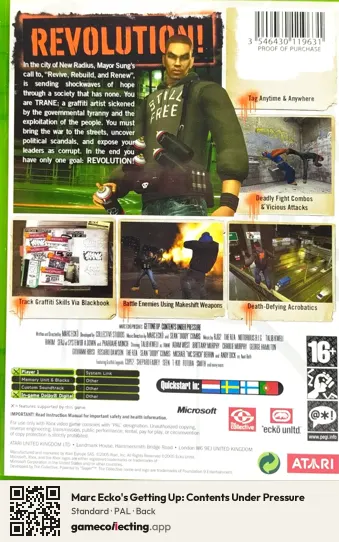 Marc Ecko's Getting Up: Contents Under Pressure Xbox, PAL box back