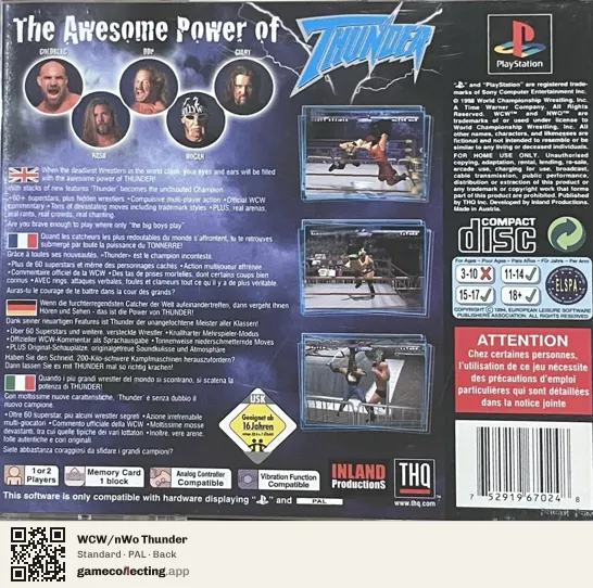 WCW/nWo Thunder PlayStation, PAL box back