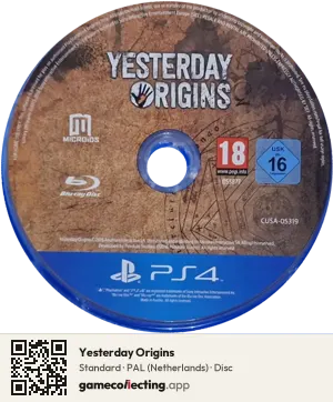 Yesterday Origins PlayStation 4, PAL disc