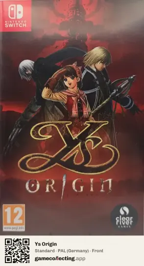 Ys Origin Nintendo Switch, Germany box front