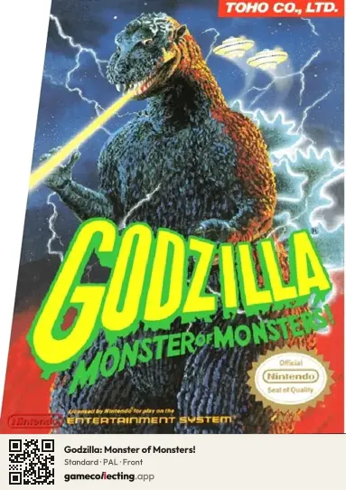 Godzilla: Monster of Monsters! Nintendo Entertainment System, PAL box front