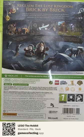 LEGO The Hobbit Xbox 360, PAL box back