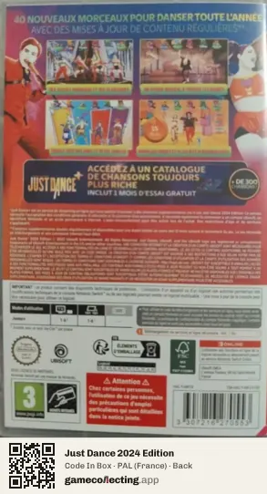 Just Dance 2024 Edition Nintendo Switch, France box back