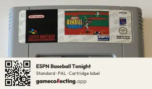 ESPN Baseball Tonight Super Nintendo Entertainment System, PAL cartridge label